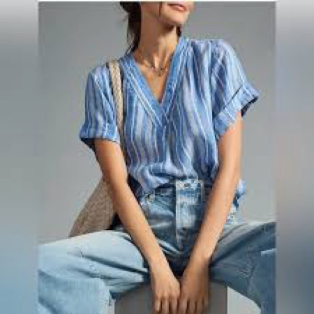 Anthropologie Pilcro Linen Henley Surf Shirt